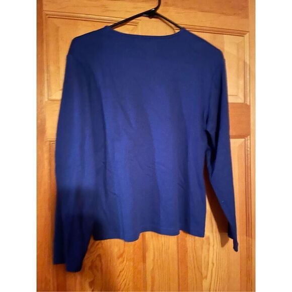 Crystal Kobe Women's Medium Blue Long Sleeve Shirt Christmas Tree - Picture 6 of 6
